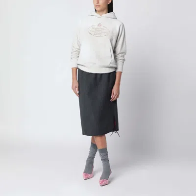 Prada Bonded Hopsack Midi-skirt With Devoré-effect In Gray