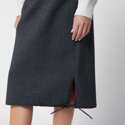 Prada Bonded Hopsack Midi-skirt With Devoré-effect In Gray