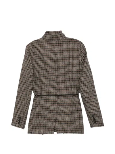 Seventy Check-pattern Belted Jacket In Brown
