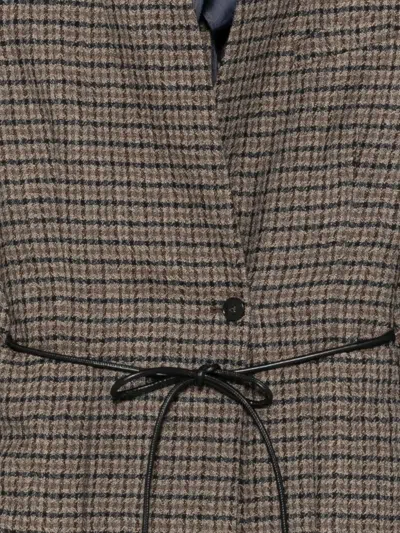 Seventy Check-pattern Belted Jacket In Brown