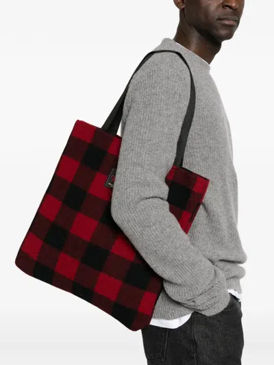 Woolrich Check-pattern Tote Bag In Red
