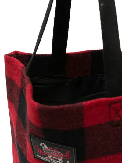 Woolrich Check-pattern Tote Bag In Red