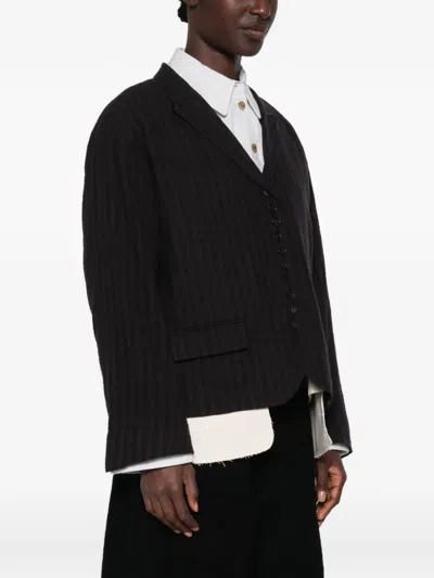 Soh Check-pattern Button-down Blazer In Brown