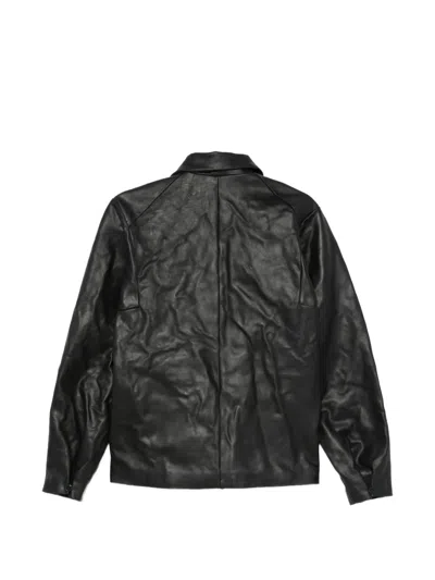 Ma+ Button-up Leather Jacket In Black