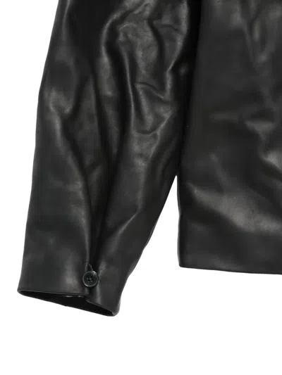 Ma+ Button-up Leather Jacket In Black