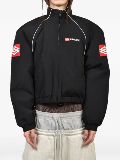 Protocol Index Exaggerated-shoulder Track Jacket In Black