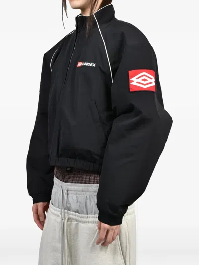 Protocol Index Exaggerated-shoulder Track Jacket In Black