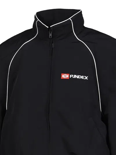 Protocol Index Exaggerated-shoulder Track Jacket In Black