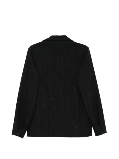 Ma+ Pinstripe-pattern Button-up Jacket In Black