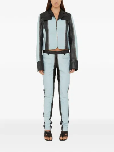 Christopher Esber Scuffed-effect Leather Jacket In Blue