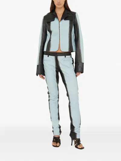 Christopher Esber Scuffed-effect Leather Jacket In Blue