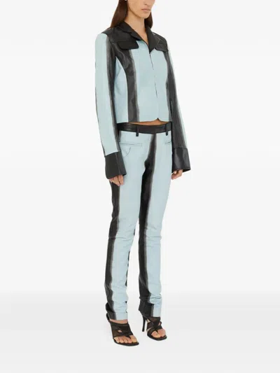 Christopher Esber Scuffed-effect Leather Jacket In Blue