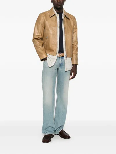 Won Hundred Dutton Leather Jacket In Neutral