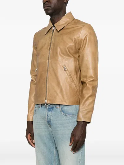 Won Hundred Dutton Leather Jacket In Neutral