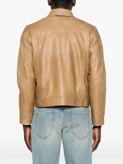 Won Hundred Dutton Leather Jacket In Neutral