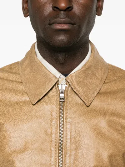 Won Hundred Dutton Leather Jacket In Neutral