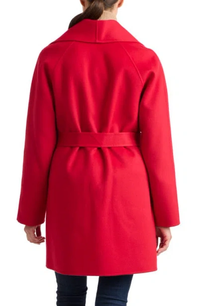 Sofia Cashmere Double Face Wool Blend Wrap Coat In Red