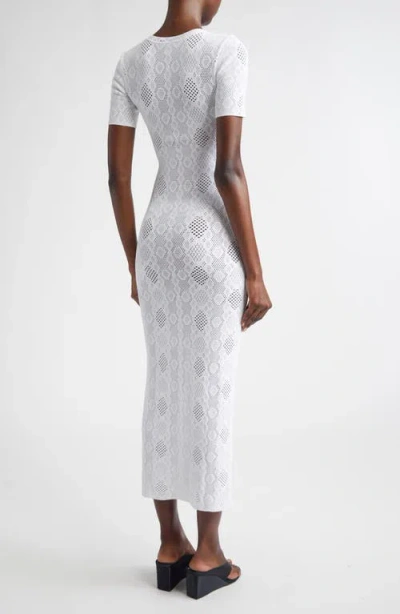 Alaïa Python Lace Knit Midi Dress In White