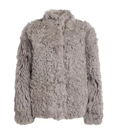 Source Unknown Lyn Shearling Wool Jacket In Gray