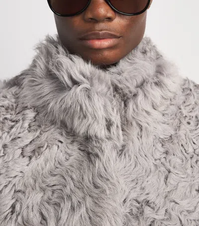 Source Unknown Lyn Shearling Wool Jacket In Gray