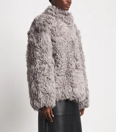 Source Unknown Lyn Shearling Wool Jacket In Gray