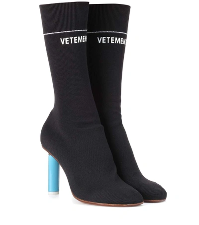 Shop Vetements Sock Jersey Ankle Boots In Llack