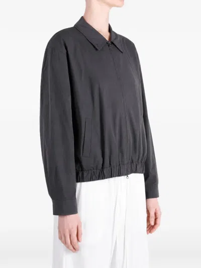 Amomento Elasticated-hem Zip-up Bomber Jacket In Gray