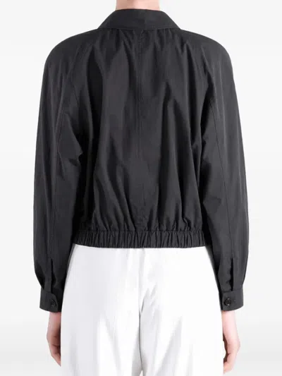 Amomento Elasticated-hem Zip-up Bomber Jacket In Gray
