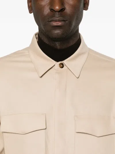 Canali Button-up Flap-pocket Jacket In Neutral