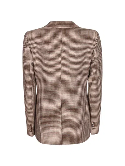 Tagliatore Houndstooth-pattern Blazer In Brown