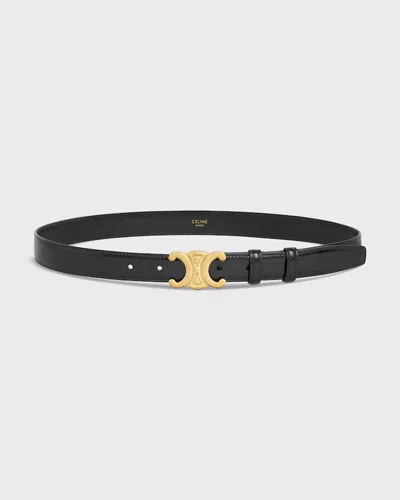 Celine Medium Triomphe Smooth Cattle Leather Belt In Black