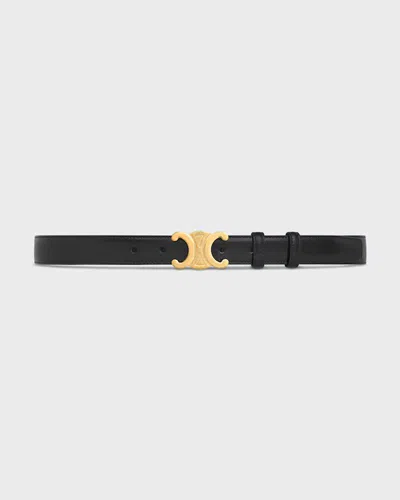 Celine Medium Triomphe Smooth Cattle Leather Belt In Black