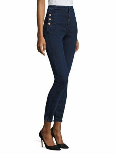 Shop J Brand Natasha Sky High Buttoned Skinny Jeans/throne