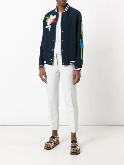 Shop Mira Mikati Flower Detail Bomber Jacket In Blue