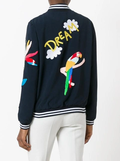 Shop Mira Mikati Flower Detail Bomber Jacket In Blue