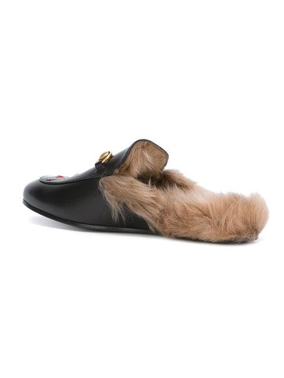 Shop Gucci Appliqué Princetown Slippers In Black