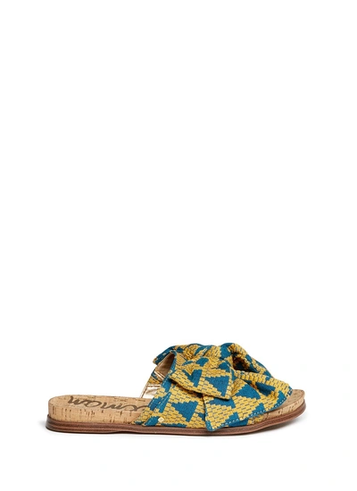 Sam Edelman 'henna' Woven Bow Cork Slide Sandals In Yellow Multi Triangle Fabric