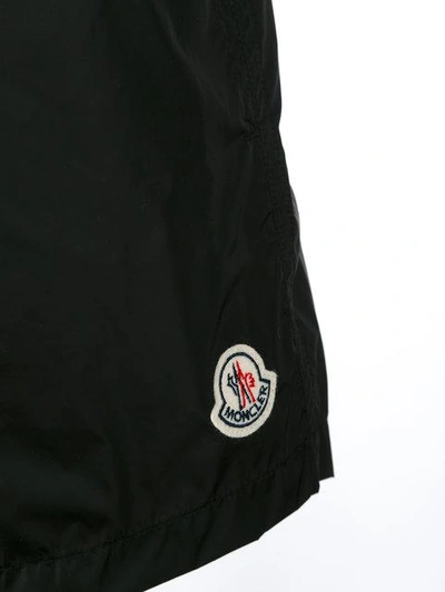 Shop Moncler Logo Plaque Swimming Trunks In Black