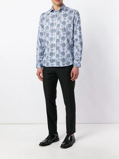 Shop Etro Hemd Mit Paisley-print In Blue