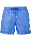 Moncler Logo Plaque Swimming Trunks In Blue