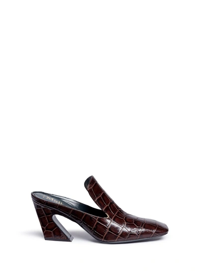 Mulberry 'palace' Croc Embossed Leather Mules