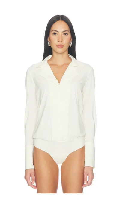Commando Classic Blousey Button Down Bodysuit In Ivory