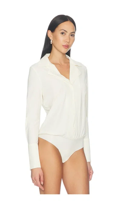 Commando Classic Blousey Button Down Bodysuit In Ivory
