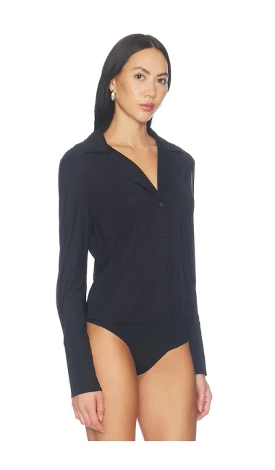 Commando Classic Blousey Button Down Bodysuit In Black