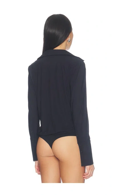 Commando Classic Blousey Button Down Bodysuit In Black