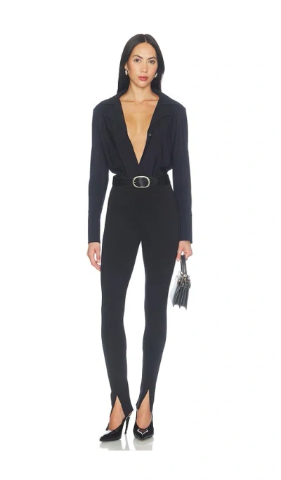 Commando Classic Blousey Button Down Bodysuit In Black