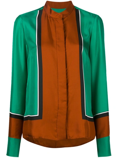 Diane Von Furstenberg Scarf-print High-neck Silk Shirt In Arago Jade