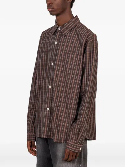 Another Aspect 4.0 Check-pattern Shirt In Brown
