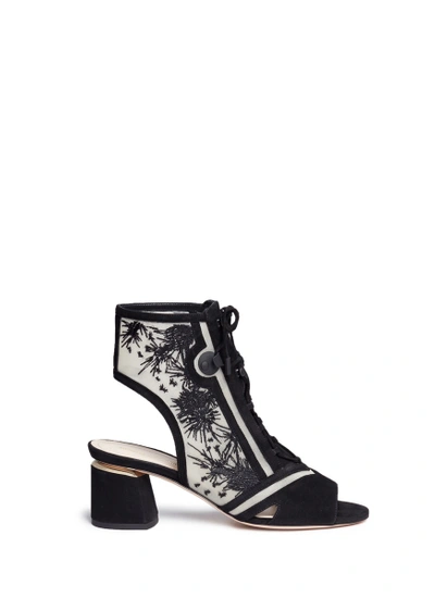 Shop Nicholas Kirkwood 'phoenix' Embroidered Suede Lace-up Sandal Boots