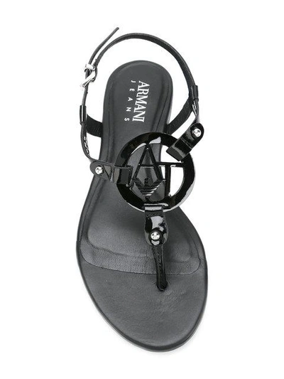 Shop Armani Jeans Logo Sandals - Black